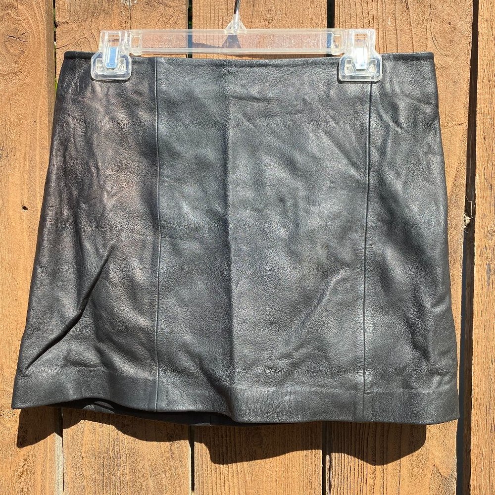 Sezane for Madewell Leather Mini Skrit, Size Small